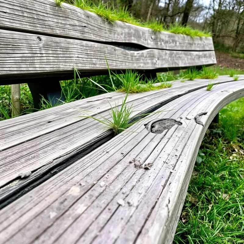 Drewniana ławka z trawą