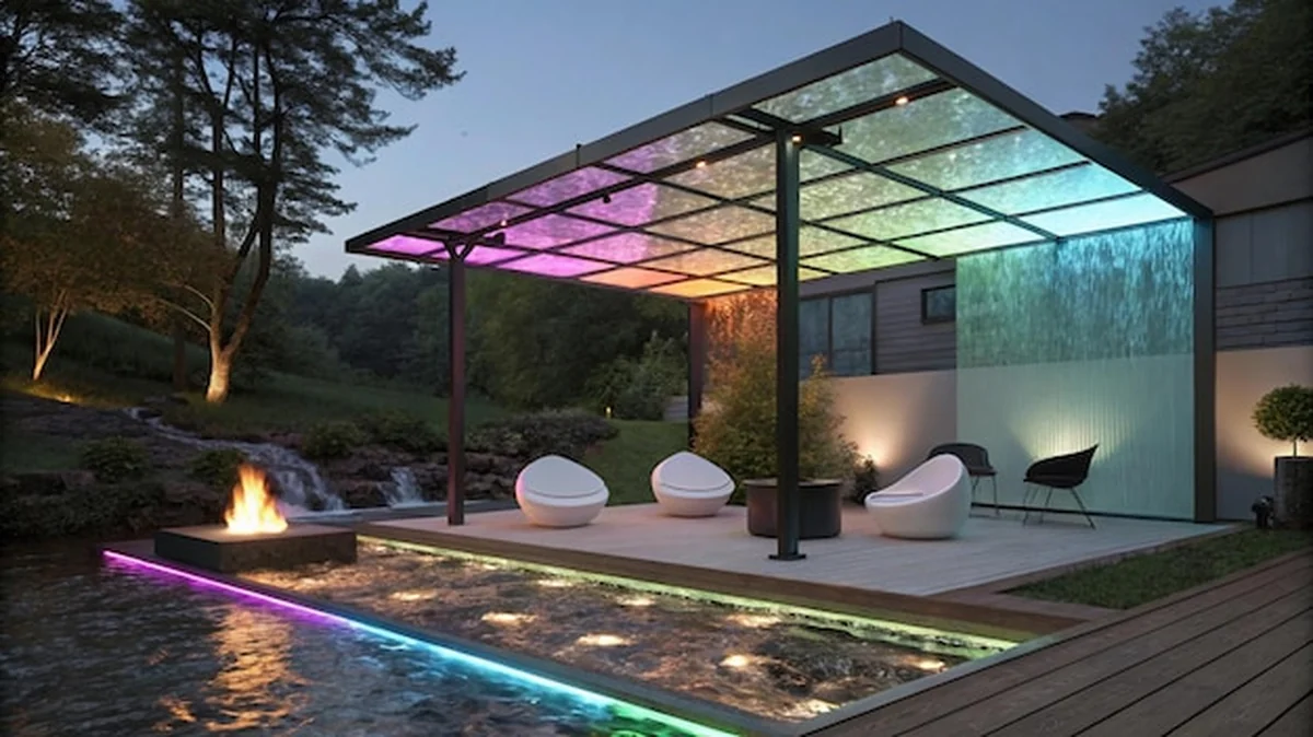 Minimalistyczna pergola z otwartą konstrukcją